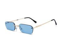 Sibeg Fashion Rimless Sunglasses Women Vintage 2024 New Ladies Transparent Lens Sun Glasses For Women Rectangle UV400(Color:Blue)