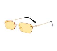 Sibeg Fashion Rimless Sunglasses Women Vintage 2024 New Ladies Transparent Lens Sun Glasses For Women Rectangle UV400(Color:Yellow)
