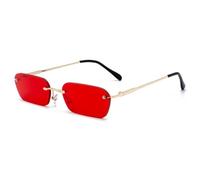 Sibeg Fashion Rimless Sunglasses Women Vintage 2024 New Ladies Transparent Lens Sun Glasses For Women Rectangle UV400(Color:Red)