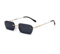 Sibeg Fashion Rimless Sunglasses Women Vintage 2024 New Ladies Transparent Lens Sun Glasses For Women Rectangle UV400(Color:Black)