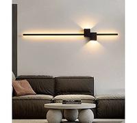 SIBEG Minimalist Black Linear Wall Lights Simple Long Strip Wall Lamp Warm White 3000K Acrylic Wall Mount Lighting for Bedroom Bedside Living Room Hallway, 122cm