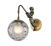 Sibeg Resin Mermaid Wall Light with Glass Ball Lampshade, Industrial Art-Deco Wall Lamp Bathroom Bedroom Aisle Vanity Sconce Lighting