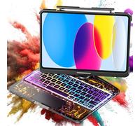 SIBEITU Keyboard Case for iPad A16 11th Gen 11" 2025 & 10th Gen 10.9" 2022, Clear Wireless Keyboard Protective Cover with Multi-Touch Trackpad, 7-Color Backlight & 3-Brightness, 360 Rotatable, Black