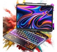 SIBEITU Keyboard Case for iPad Pro 13 Inch M4 2024, Clear Wireless Keyboard Protective Cover with Multi-Touch Trackpad, 7-Color Backlight & 3-Brightness, 360 Rotatable, Visible PCB Tech Design, Black