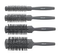 Sibel Ceramic Heat-Retaining Radial Brush Set of 4 - Black