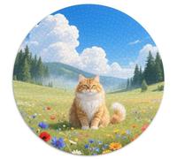 Siberian 1000 Piece Jigsaws Pet Cat Circular Jigsaw for Adults And Kids Modern Unique Challenge Games Scene Creative 1000pcs (67.5x67.5cm)