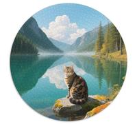 Siberian 1000 Pieces Jigsaw Pet Cat Round Jigsaw for Adults And Kids Modern Unique Challenge Games Scene Creative 1000pcs (67.5x67.5cm)