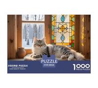 Siberian Cat Jigsaw Puzzle 1000 Pieces Adults Challenging Brain Teaser Pet Cat Relaxation Decorative Board 38x26cm/1000pcs