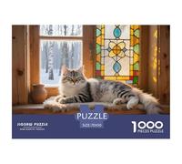 Siberian Cat Jigsaw Puzzle 1000 Pieces Family Game Adults Teens Night Activity Pet Cat Relaxation Stress Free 70x50cm/1000pcs
