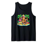 Siberian Cat Relaxing On Beach Funny Vacation Hawaiian Tank Top