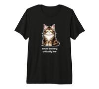 Siberian Cat Social Battery Critically Low Introvert Humor Premium T-Shirt