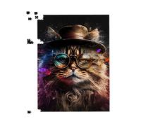 Siberian Cat With Glasses Splashart Jigsaw Puzzle Warren Reed - Designer Multi 500 Piece