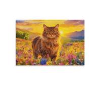 Siberian Forest Cat Canvas Wall Art Flowers Print On Canvas Modern Artwork for Living Room And Bedroom Decor Gift 12x18inch(30x45cm)