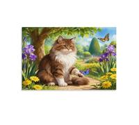 Siberian Forest Cat Canvas Wall Art Garden Path Print On Canvas Modern Artwork for Living Room And Bedroom Home Decor Gift 08x12inch(20x30cm)