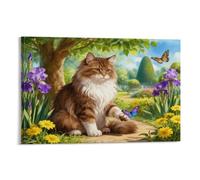 Siberian Forest Cat Canvas Wall Art Garden Path Print On Canvas Modern Artwork for Living Room Bedroom Home Office Decoration Gift 20x30inch(50x75cm)