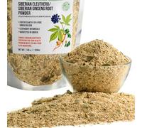 Siberian Ginseng Dried Root Cut Sifted Powder 200g (7.06 oz) Eleutherococcus Senticosus Siberian Eleuthero Pure Natural Fortified with Ginkgo Biloba