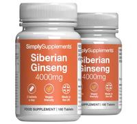 Siberian Ginseng Tablets | Supports Mental Performance & Reduces Fatigue | Suitable for Vegans and Vegetarians | 360 Tablets = 6 Months’ Supply | Made in The UK in Accordance with GMP Standards