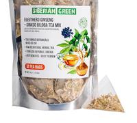 Siberian Green Ginkgo Tea Bags with Ginseng Mix - 50Pcs Natural Altai Siberian Easy to Brew Golden Mountains