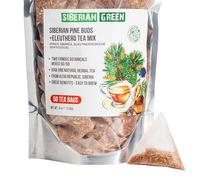Siberian Green Ginseng Root Tea with Siberian Pine Tree Buds - 50-Pack Herbal Tea Bags Pure and Natural Botanical Siberian Pine Flavor