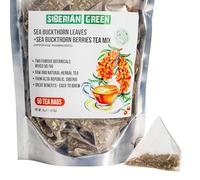 Siberian Green Sea Buckthorn Berry and Leaf Tea - 50-Pack Caffeine-Free Herbal Hippophae Berries Tea Wild-Harvested Golden Mountains Altai