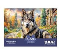Siberian Huskies 1000 Piece Puzzles for Adults Kids -Wolf in Colorful Landscape Educational Game Decompression Fun And Challenging Family Game52x38cm/1000pcs
