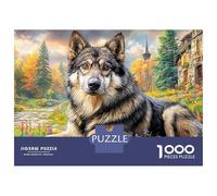 Siberian Huskies 1000 Pieces for Adults Jigsaw Puzzles for Adults 1000 Piece Puzzle Educational GamesForest Wolf Colorful Cats Beautiful Window View- 38x26cm/1000pc