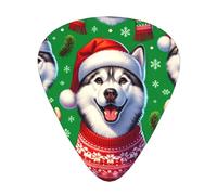 Siberian-Huskies-Christmas 12 Pack Guitar Picks With 3 Thicknesses And Storage Box, Abs Plectrums For Electric Bass Guitar Players