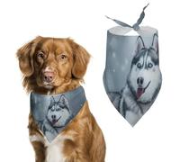 Siberian Huskies on Snow Dog Bandana Adjustable Pet Scarf Bib Cute Triangle Handkerchief for Dogs Cats Gifts