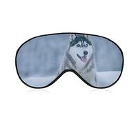 Siberian Huskies on Snow Sleep Mask Soft Blindfold Portable Eye Mask with Adjustable Strap for Men Women
