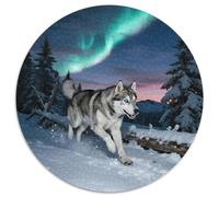 Siberian Husky 1000 Piece Circular Jigsaw Creative Cute Pets Seeking A Challenging And Relaxing Activity Games for Adults And Kids 1000pcs (67.5x67.5cm)