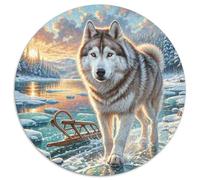 Siberian Husky 1000 Piece Jigsaw Puzzle for Adults Animal Theme Challenging Puzzles Educational Games Fun Present & Activity 1000pcs (67.5x67.5cm)