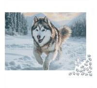 Siberian Husky 1000 Piece Jigsaw Puzzle Paper for Adults Winter Landscape Jigsaw Puzzle for Family Home Decor 70x50cm/1000pcs