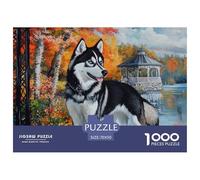Siberian Husky 1000 Piece Jigsaw Puzzles for Adults Animal Whimsical Challenge Colourful Educational Games Fully Interlocking 70x50cm/1000pcs