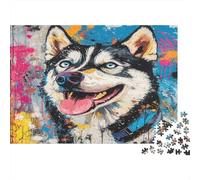 Siberian Husky 1000 Piece Puzzle Games Premium & Durable for Adults Fun Puzzles for Creativity And Mindfulness Challenging Jigsaw Puzzles for Adults And Family for Stress Relief 1000pcs (75x50cm)