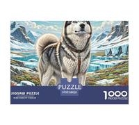 Siberian Husky-1000 Piece 。 Puzzles Age 14+ for Adults - Colourful,Fun,Challenging And Brainteasing Adults 。 Puzzle - 100 Percent Recycled Cardboard - 1000pcs -38x26cm/1000pcs