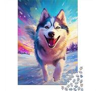 Siberian Husky 1000 Piece Recycled Cardboard Artistic Digital Painting Puzzle, 12+, Brain Training, Personalised Gift, Wall Decor & Holiday Activity 70x50cm/1000pcs