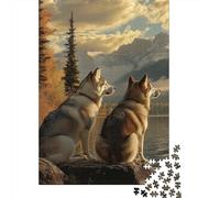Siberian Husky 1000 Pieces Adult Jigsaw Puzzles Jigsaws Challenging Game Family Challenging Educational Challenge Home Decoration for Adults Gifts Ideas 1000pcs (75x50cm)