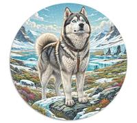 Siberian Husky 1000 Pieces Jigsaw Round Puzzle for Adults And Kids Modern Unique Challenge Games Scene Creative 1000pcs (67.5x67.5cm)