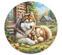 Siberian Husky 1000 Pieces Jigsaws Round Puzzles for Adults And Kids Modern Unique Challenge Games Scene Creative 1000pcs (67.5x67.5cm)
