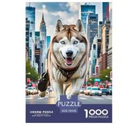 Siberian Husky 1000 Pieces Premium Jigsaw Puppy Age 3+ Cool Collage Effect, Fun Details, Educational, Challenging 70x50cm/1000pcs