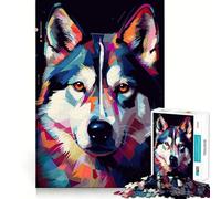 Siberian Husky Abstract 1000 Piece Jigsaw Puzzles for Teenagers Jigsaw Solid Logic Toy Calm Fun Precision Cut Santa Wish Item 50x75cm