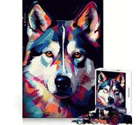 Siberian Husky Abstract Jigsaw Puzzle for Adults 1000 Pieces Mind Exercise Toy Together Fun Precision Cut Unique Gift 38x26cm