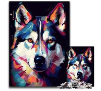 Siberian Husky Abstract Jigsaw Puzzles 1000 Pieces for Adults Impossible Jigsaw Puzzles for Adults Brain Challenge for TeenagersHome Decor 1000 PCS(38x26cm)