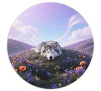 Siberian Husky Artistic 1000-Piece Round Puzzle Showcasing Pet Dog, Moderately Complex And Therapeutic, Great for Bedrooms Or Offices 1000pcs (67.5x67.5cm)