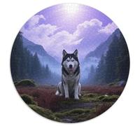Siberian Husky Artistic 1000-Piece Round Puzzle Showcasing Pet Dog, Moderately Complex And Therapeutic, Great for Bedrooms Or Offices 1000pcs (67.5x67.5cm)