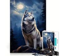 Siberian Husky at Night for Adults 1000 Piece Jigsaw Puzzle Mind Puzzle Relaxing Fun Image Assembly Warm Surprise 50x75cm