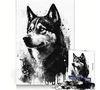 Siberian Husky Black Ink 1000 Piece Jigsaw Puzzles for Adults Teenagers Memory Gain Relaxed Mind Design Assembly 38x52cm