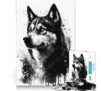 Siberian Husky Black Ink 1000 Piece Jigsaw Puzzles for Adults Teenagers Memory Gain Relaxed Mind Design Assembly 38x52cm