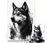 Siberian Husky Black Ink 1000 Piece Jigsaws for Teenagers Mind Exercise Toy Mental Relax Design Assembly Santa Wish List 38x26cm