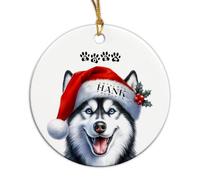 Siberian Husky Christmas Tree Decorations Crimbo Ornaments With Ribbon Keepsake Ceramic Hanging